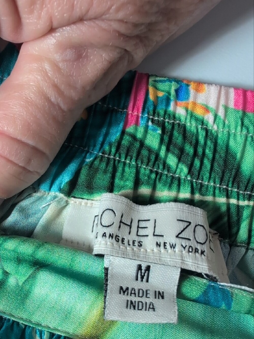 Rachel Zoe Women's Medium Tropical Leaf Wrap Maxi Skirt in Green, Blue and Pink - Picture 6 of 7